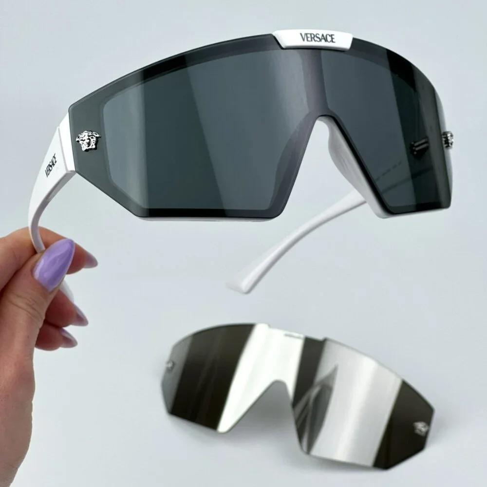 Versace VE4461 314/87 BRAND NEW Sunglasses White Mirror Silver Detachable Lens